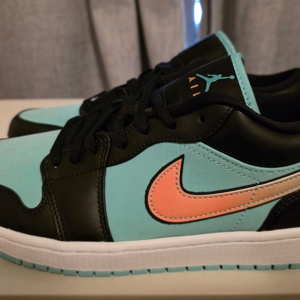 Air Jordan 1 Low SE Black and Light Blue Athletic Shoes